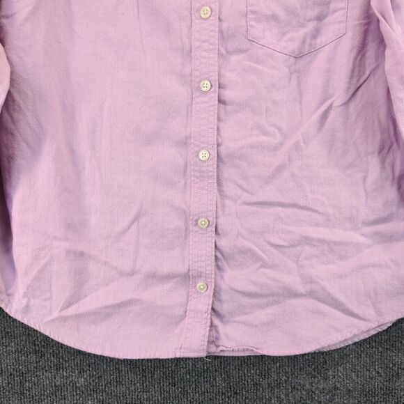 Lands' End Womens Button Front Shirt Purple 10 Cotton Long Sleeve Regular Fit - Picture 4 of 12